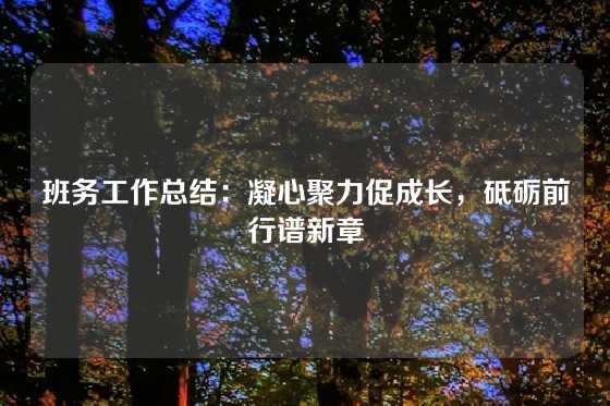 班务工作总结：凝心聚力促成长，砥砺前行谱新章