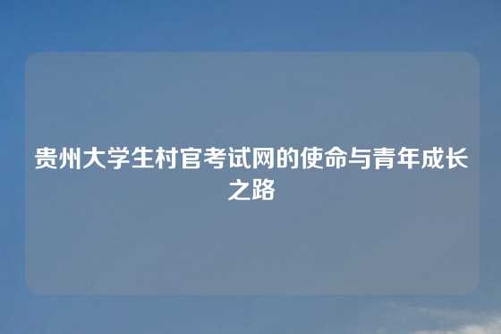 贵州大学生村官考试网的使命与青年成长之路