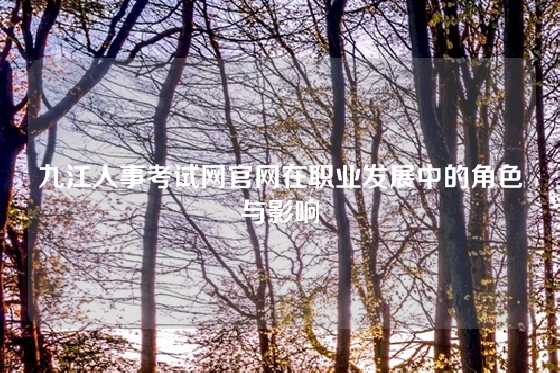 九江人事考试网官网在职业发展中的角色与影响