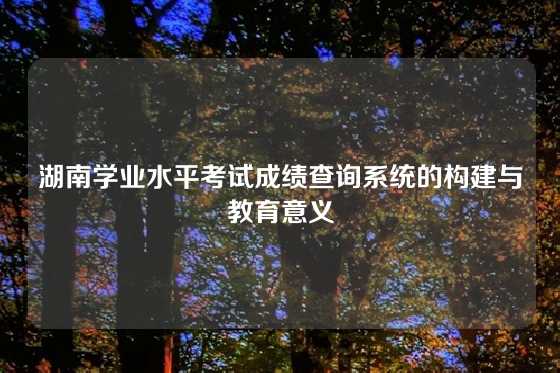 湖南学业水平考试成绩查询系统的构建与教育意义