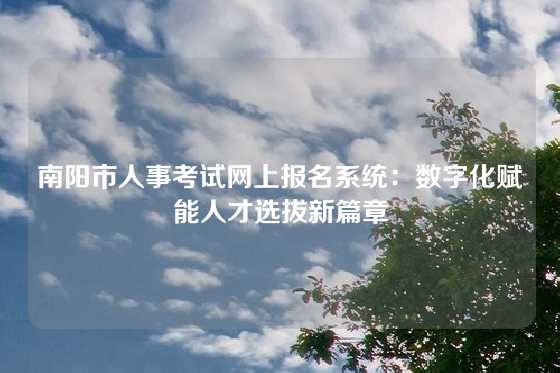 南阳市人事考试网上报名系统：数字化赋能人才选拔新篇章