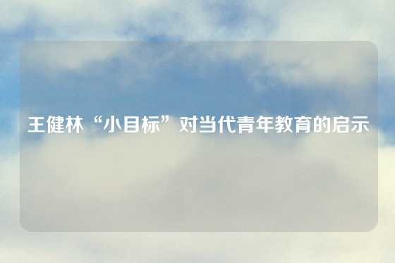 王健林“小目标”对当代青年教育的启示