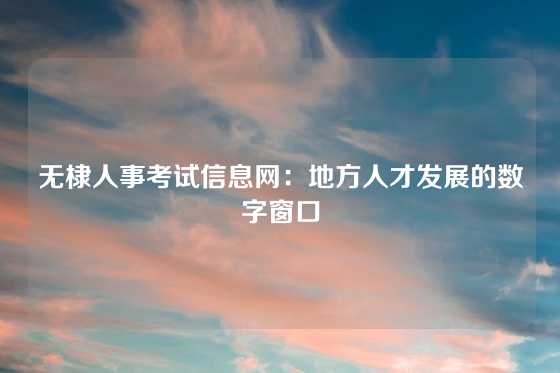 无棣人事考试信息网：地方人才发展的数字窗口